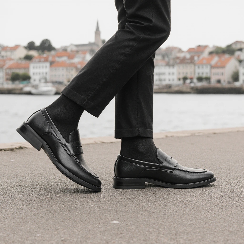 Men'S Shoes Temu - Heren zwarte penny loafers, klassieke zakelijke