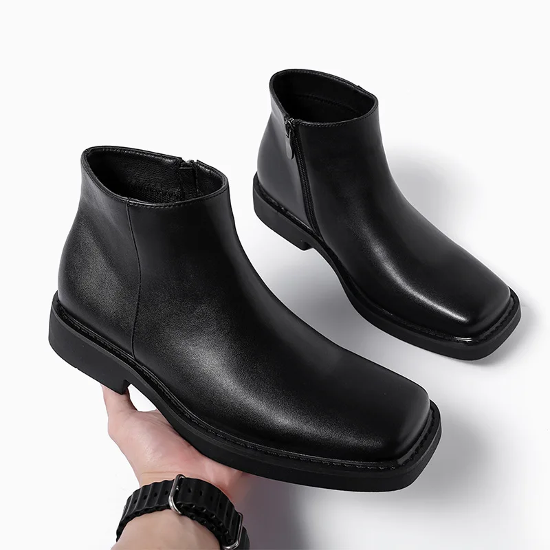 Men'S Shoes Temu - Zwart Nieuwe Mode Mannen Casual Lederen