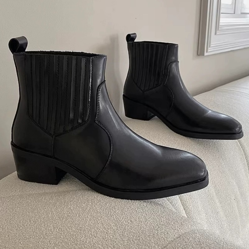Men'S Shoes With Height Increase - Herfst Winter Zwarte Leren Schoenen Heren