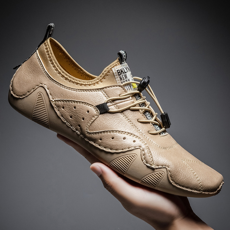 Men Shoes Zegna - Lederen Casual Sneakers Voor Heren Rijschoenen