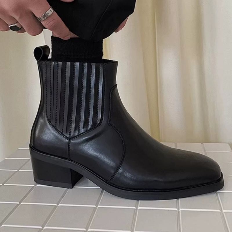 Herfst Winter Zwarte Leren Sch - Men'S Shoes With Height Increase recensie en prijs