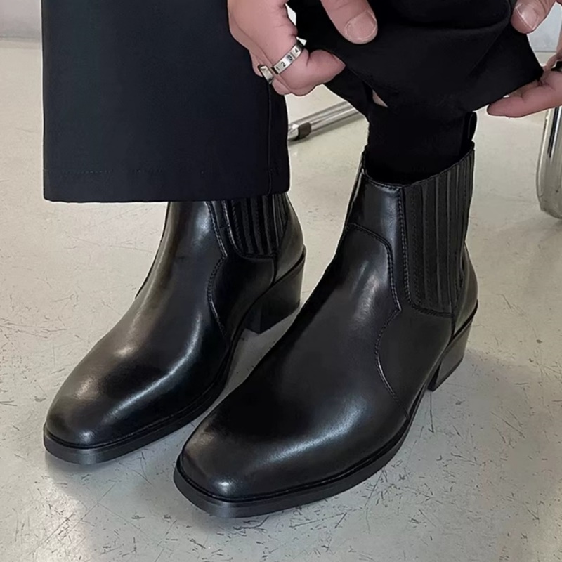 Herfst Winter Zwarte Leren Sch - Men'S Shoes With Height Increase recensie en prijs