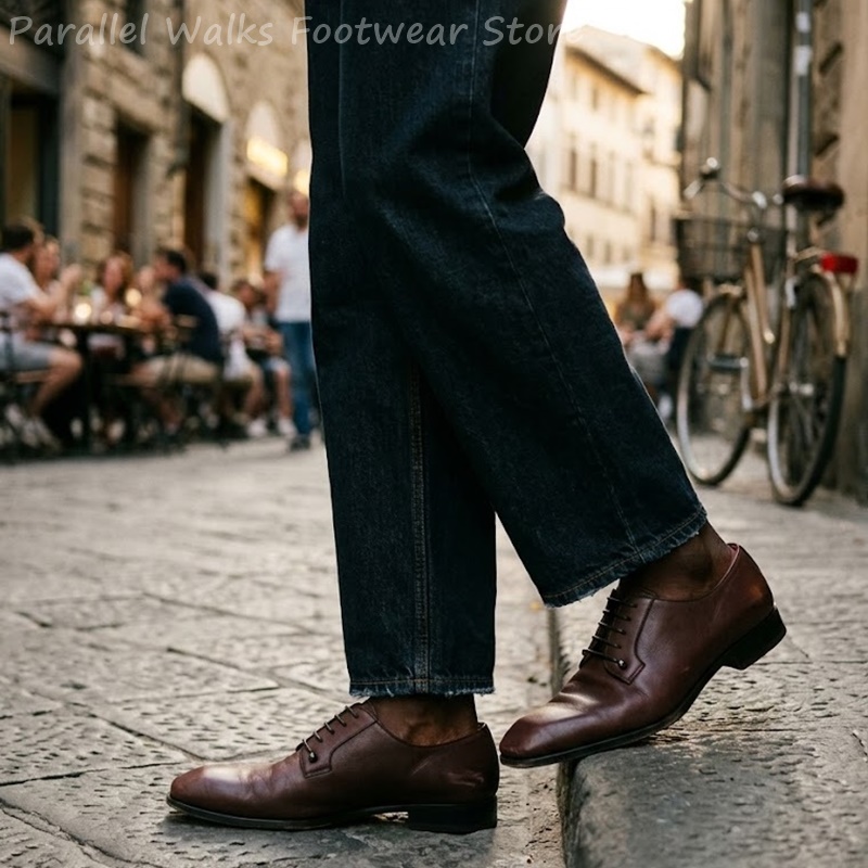Heren donkerbruine leren Derby - Men'S Shoes Smart recensie en prijs