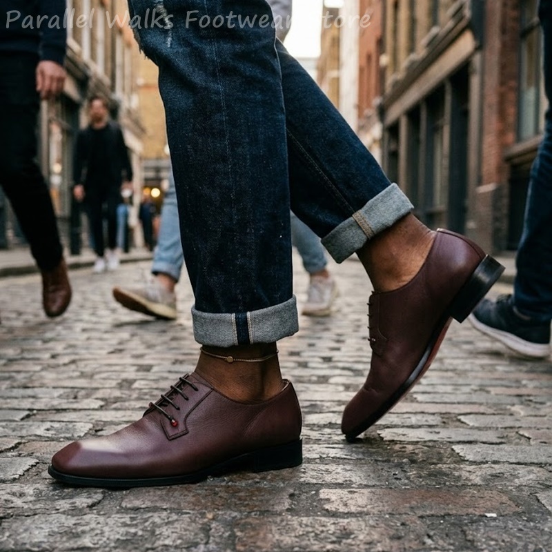 Heren donkerbruine leren Derby - Men'S Shoes Smart recensie en prijs